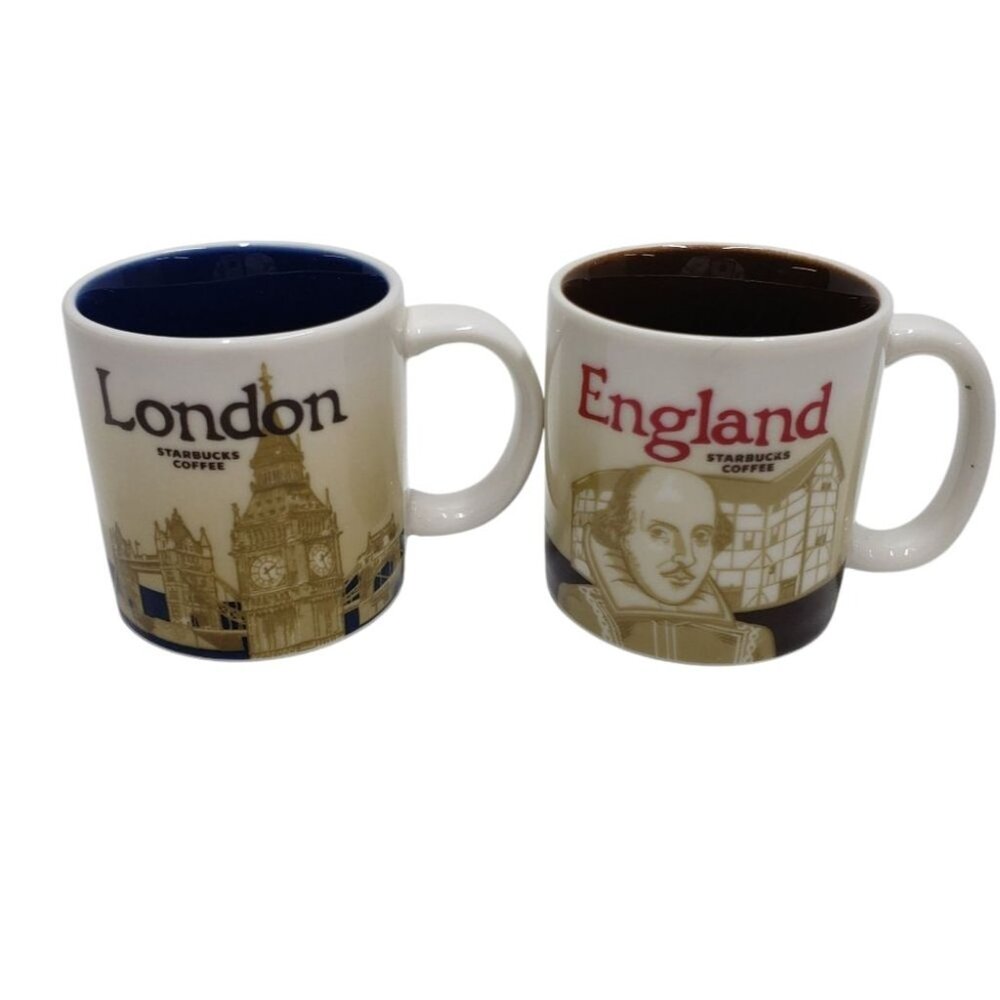 Starbucks London and England Espresso Mug Set of 2 Cream and Brown